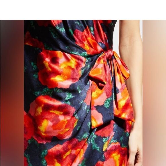 Cinq à Sept Trini Satin Floral Halter Neck Mini Wrap Dress, Size 10 NWT & 495.00 - Picture 5 of 14